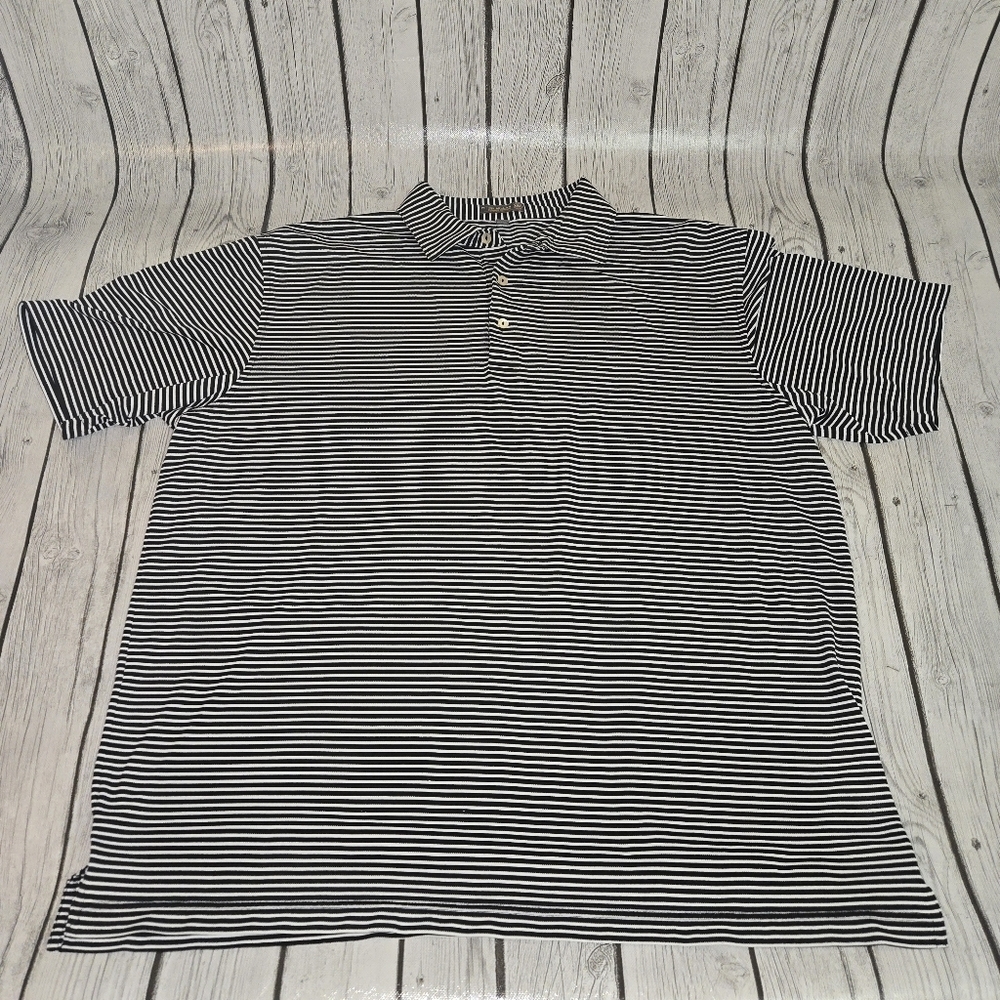 Peter Millar Summer Comfort Men’s Medium Blue Striped Polo Golf Performance XL